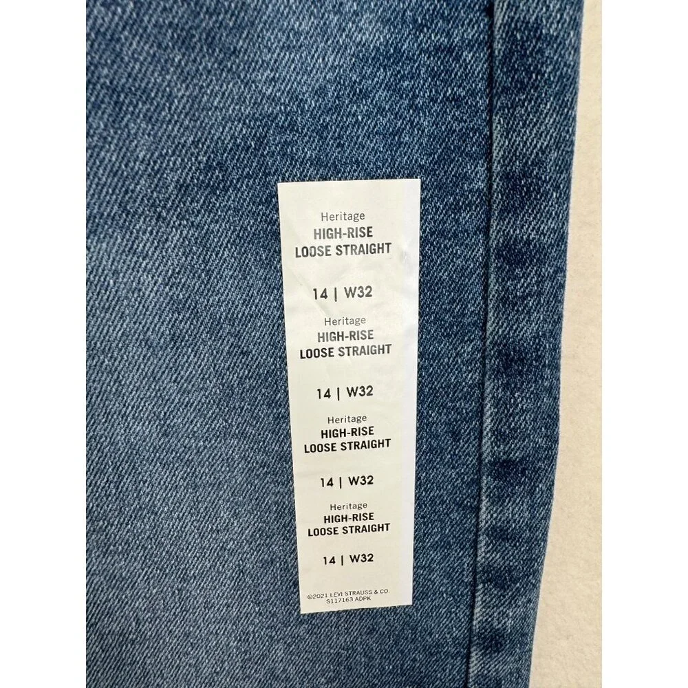 Levis Signature High Rise Loose Straight‎ leg Keans distressed sz 32 - Picture 6 of 12